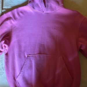 Comfrt Embroidered Pink Hoodie